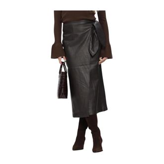 Lina Locchi Ll-Beate Midi Rok - Dames - Rokken - Bruin - Maat: S Leer
