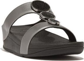 FitFlop Halo Rhinestone Pav&eacute; Wedge Sandal in Pewter Black at Nordstrom Rack, Size 10