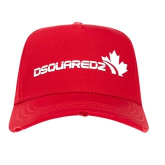 Dsquared2 Mens White Logo Family Red Hat Cotton - One Size