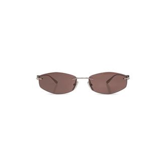 Balenciaga Accessoires, Dames, Grijs, ONE Size, Ovale Randloze Zonnebril