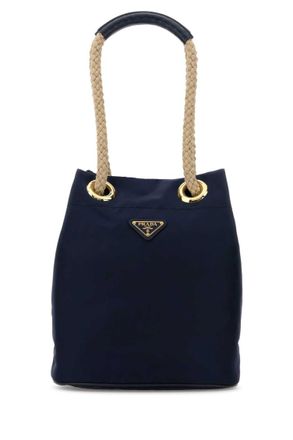 Prada Navy Blue Logo Bucket Bag