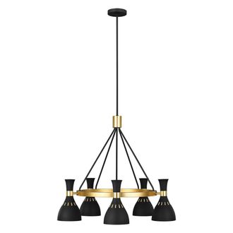 Loops 5 Bulb Chandelier LIght Midnight Black / Burnished Brass LED E27 60W