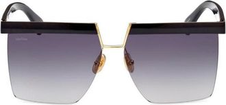 Max Mara MM0071 Square Semi Rim Sunglasses - Black