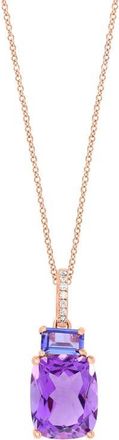 Effy 14K Rose Gold Diamond Amethyst & Tanzanite Pendant Necklace in 14K Gold at Nordstrom, Size 17