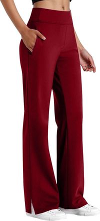 Generic Gym Yoga Trousers with Pockets Yoga Pants Women Fashion High Waist Wide Leg Sweatpants Baggy Plain Sports Lounge Trousers with Pockets Pants for Sprin