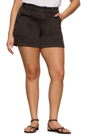 Sanctuary Wander On Twill Utility Shorts in Obsidian Black at Nordstrom, Size 14W