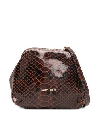 Marc Ellis Arlena S Py logo-lettering clutch - Brown