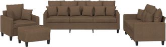 vidaXL Vidaxl Set Di Divani 4 Pz Con Cuscini Marrone In Tessuto