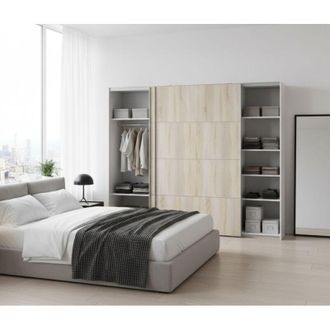 Dmora Dmora - Armario 2 Puertas Avelengo, Muebles De Dormitorio, Vestidor, Armario De Ropa, 243x64 H202 Cm, Roble Y Blanco