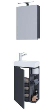 ebuy24 Vcm Juego De 3 Piezas Lavadero Para Invitados Wc Ba&ntilde;o De Invitados Wc Lavabo Con Gabinete De Espejo Muebles De Ba&ntilde;o Juego De Ba&ntilde;o - Lumia (antracita)