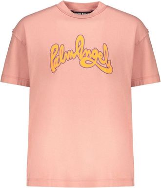 Palm Angels Unisex Seizoensgebonden Logo T-shirt voor volwassenen (Roze)