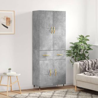 vidaXL Vidaxl - Aparador Alto Madera Contrachapada Gris Hormig&oacute;n 69,5x34x180 Cm