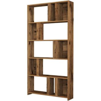 Dmora Dmora - Estante Para Libros Jacoba, Estante De Oficina, Porta Libros M&oacute;vil, Biblioteca, 90x20 H180 Cm, Nuez