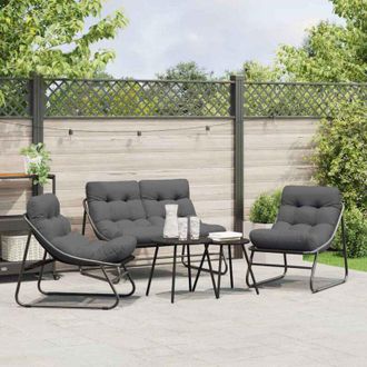 vidaXL Arredamento da Giardino 3 pcs Nero 110 x 81 x 71cm Metallo vidaXL