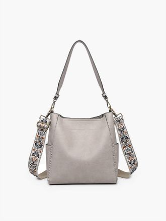 Jen & Co. Womens Penny Vegan Bucket Bag In Grey