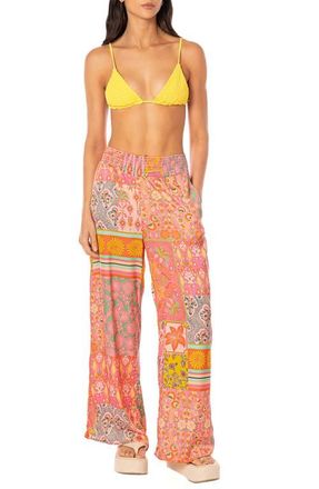 Maaji Boho Damask Marsala Cover-Up Pants in Bright Pink at Nordstrom, Size Medium