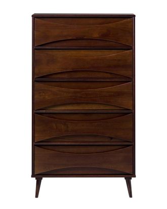 Walker Edison Mid-Century Modern Beveled-Drawer Solid Wood Dresser