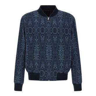 Etro Jacquard Bomber Jacket - Heren - Bomber jackets - Blauw - XL - Katoen - Jassen
