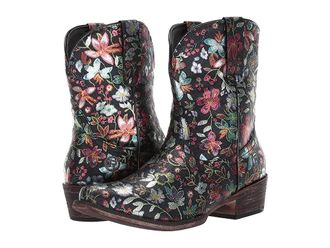 Roper Ingrid Cowboy Womens Boots Black Pebble Faux Leather/Snip Toe : 6.5 B - Medium, Synthetic