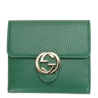 Gucci Pre-owned Wallets, female, Green, Size: ONE SIZE Pre-owned Leather Bifold Wallet