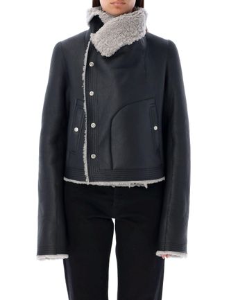ジャケット RICK OWENS Woman Jacket Green RP02D3727LSHMR35 36 Rick Owens Cropped Flight Bomber Jacket Womens Size S/M