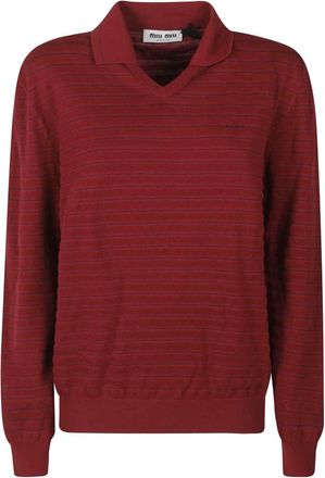 Miu Miu V-hals Gebreide Kleding - Dames - V-hals truien - Rood - S - Truien & Vesten