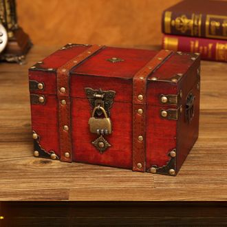 OEM Cofre De Madera Antiguo Con Cerradura, Cofre Del Tesoro De Madera Con Candado Pirata, Caja De Madera, Art&iacute;culo Decorativo