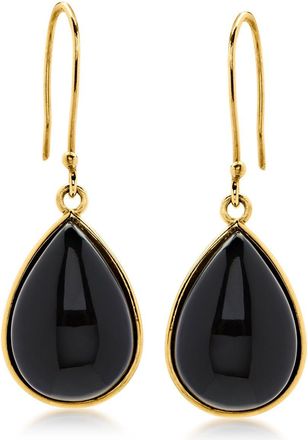 Ross-Simons Onyx Drop Earrings in 10kt Yellow Gold