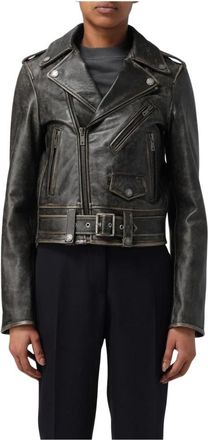 Golden Goose Jassen, Dames, Zwart, S, Leer, Cropped Leren Jas