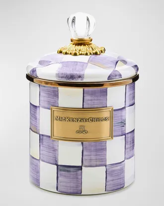 MacKenzie-Childs Violet Check Small Canister