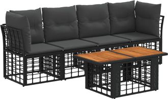 vidaXL Conjunto De Sof&aacute;s De Jard&iacute;n 5 Uds. Negro Y Gris Oscuro Vidaxl