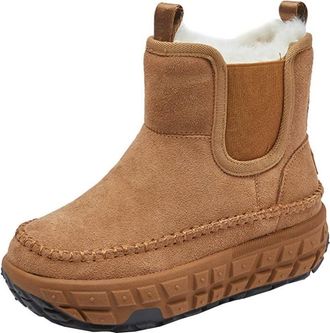 Generic Women thick soled snow boots with plush lining for increased warmth and comfort in winter made of cotton short boots with anti cold properties (Yellow