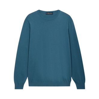Brooks Brothers Country Club Mercerized Cotton Crewneck - male - Brooks Brothers - Round-neck Knitwear - Blue - 2XL - Knitwear