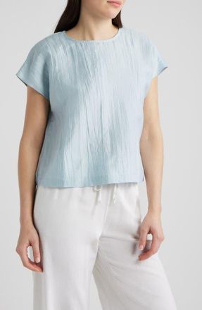 Eileen Fisher Round Neck Square Top in Breeze at Nordstrom, Size Xx-Small