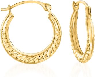 Ross-Simons 14kt Yellow Gold Small Roped Hoop Earrings