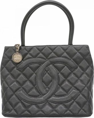 Chanel Black Grained Calfskin Tote Bag (Pre-Owned)