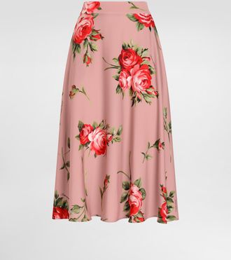 Dolce & Gabbana Rose Bouquet-print Midi Skirt - Woman Skirts Multicolor 36