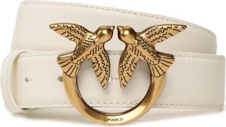 Pinko Love Birds Diamond Cut Riem - Dames - Riemen - Wit - L - Leer - Accessoires