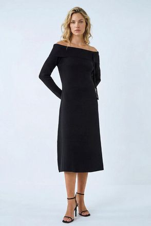 Roman Floral Bardot Knit Midi Dress