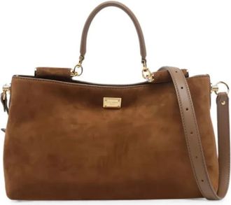 Dolce & Gabbana Sicily Suede Tote Bag - Dames - Handtassen - Bruin - ONE Size - Leer - Tassen