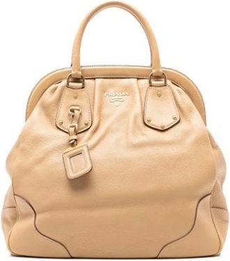 Prada Pre-owned Handbags, female, Beige, Size: ONE SIZE Pre-owned Leather Handbag