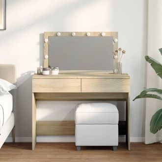 Berkfield Home Dressing Table with LED Sonoma Oak 100x40x120 cm in Brown | Size: 100 x 40 x 120 cm