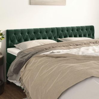 vidaXL Cabeceros 2 Unidades De Terciopelo Verde Oscuro 100x7x78/88 Cm Vidaxl