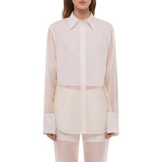 Helmut Lang Woven Button-Up Shirt in White/Soft White at Nordstrom, Size Xx-Small