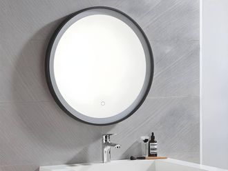 Vente-Unique Round Illuminated Black Bathroom Mirror With Leds - D. 60 Cm - NUMEA