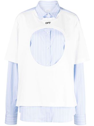 Off-white Meteor layered cotton shirt - women - Cotton/Cotton/Cotton - 44 - Blue