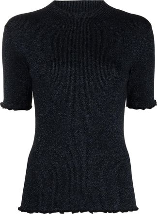 3.1 Phillip Lim cut-out ribbed knit top - women - Polyester/Metallic Fibre/Nylon/Viscose - S - Black