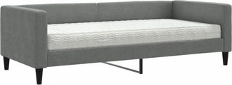 vidaXL Sof&aacute; Cama Con Colch&oacute;n Tela Gris Oscuro 90x200 Cm Vidaxl