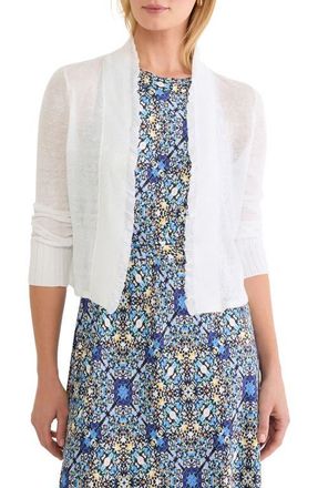 Nic+Zoe Ruffle Featherweight Linen Blend Cardigan in Paper White at Nordstrom, Size Xx-Large