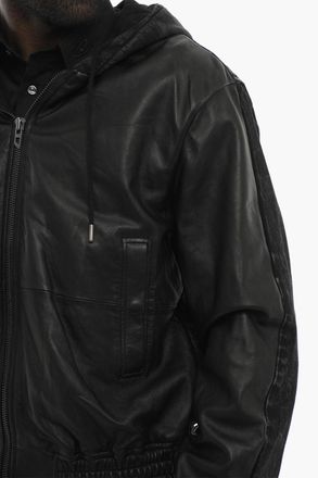 Diesel Leather And Denim Jacket L-OCHS With Hood Diesel